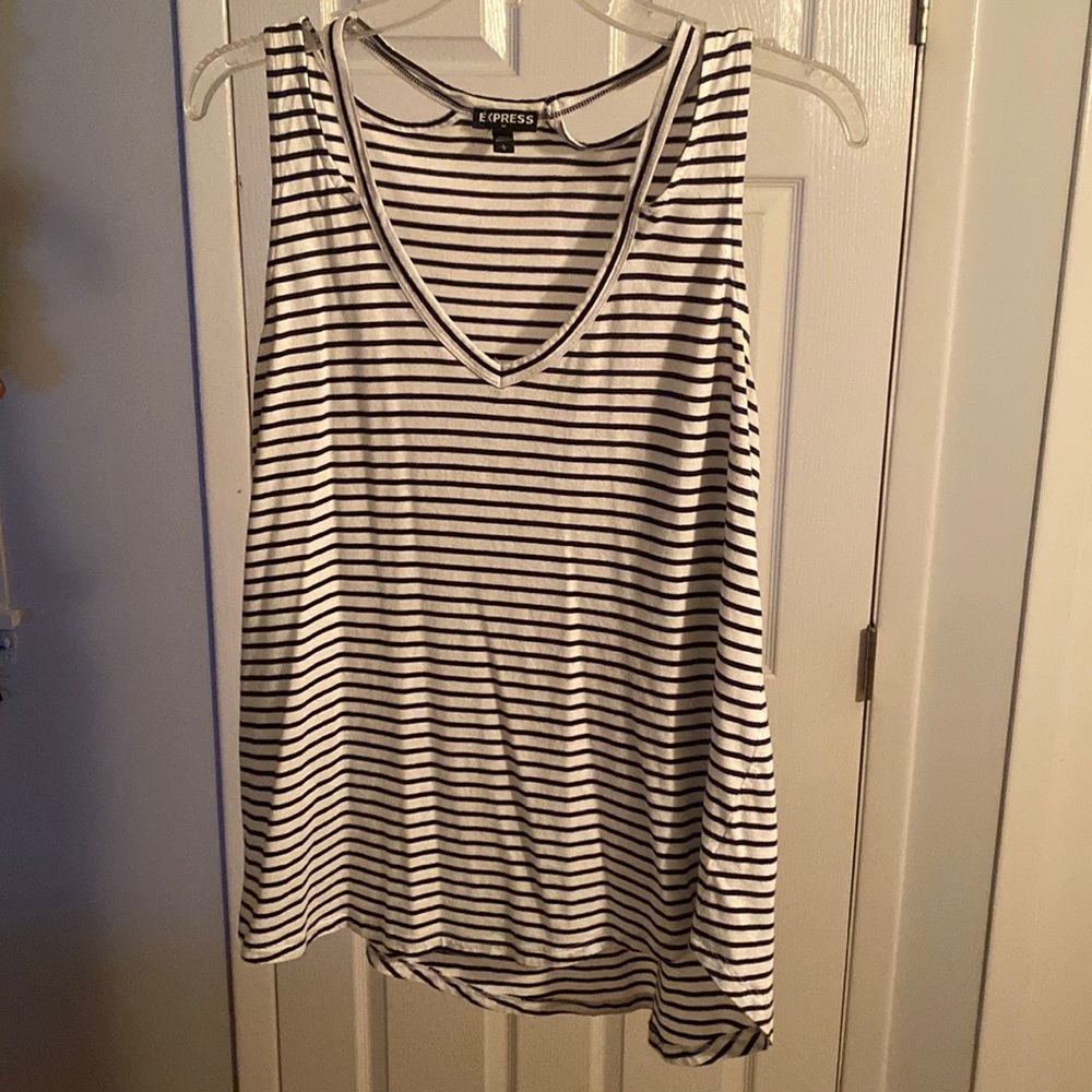 Express Black/ White striped Tank